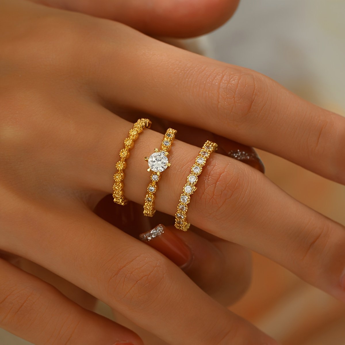 Golden Sparkle Ring Set