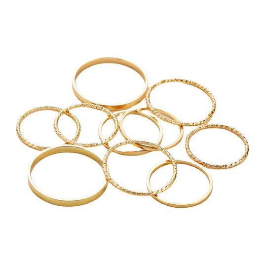 Gold Ring 10-piece Knuckle Ring Set