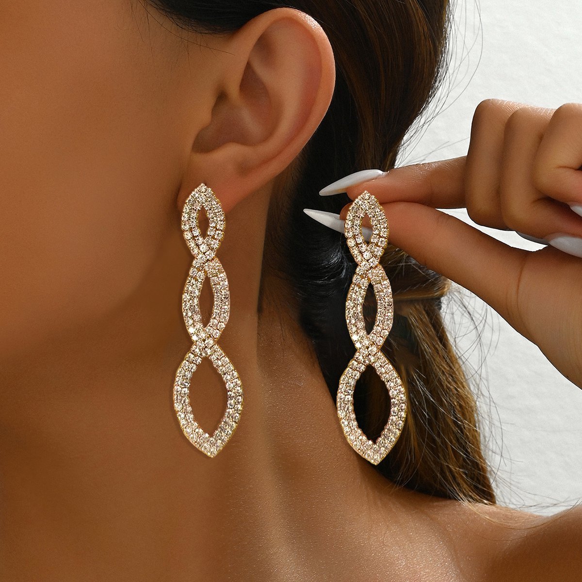 Crystal Encrusted Drop Earrings