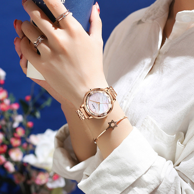 Rose Gold Rhinestone Quartz Watch