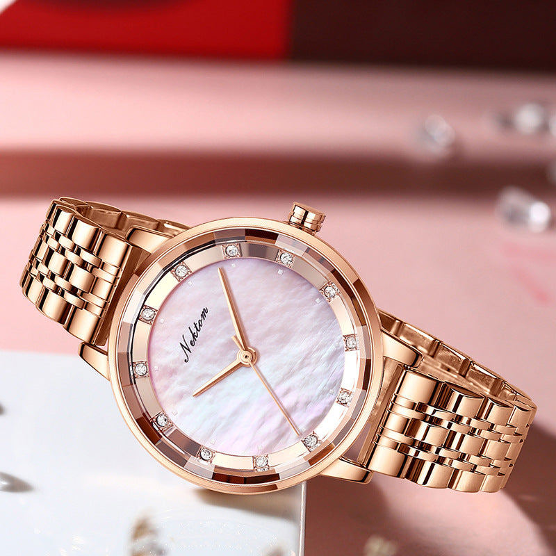 Rose Gold Rhinestone Quartz Watch