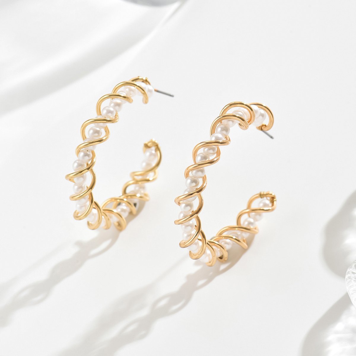 Elegant Gold And Pearl Hoop Earrings