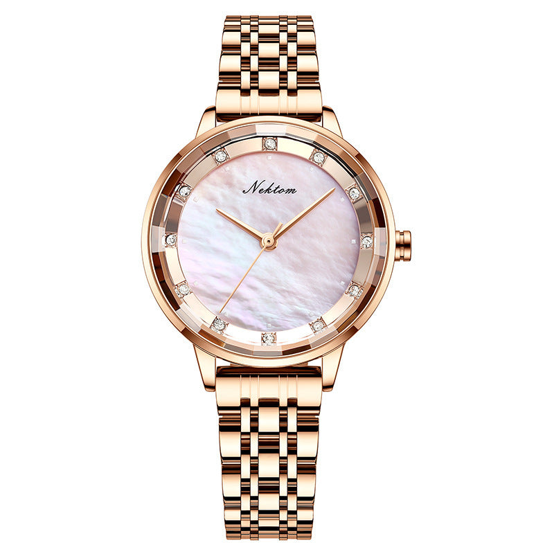 Rose Gold Rhinestone Quartz Watch